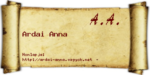 Ardai Anna névjegykártya